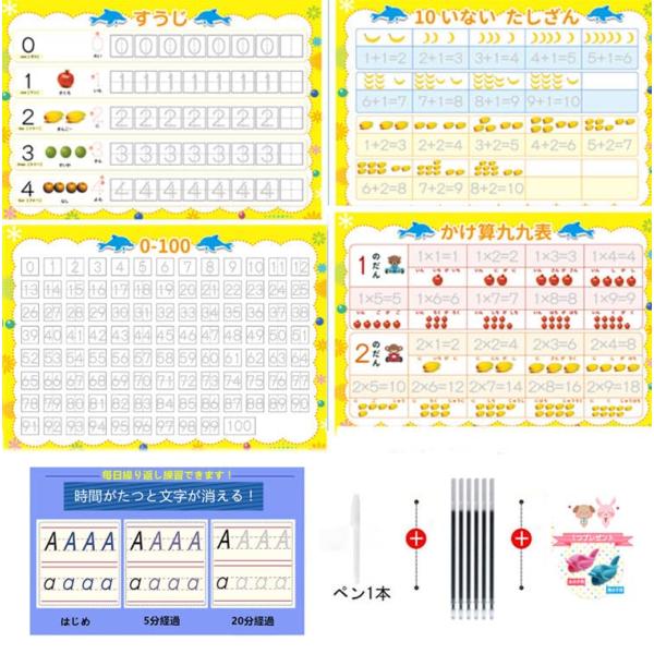 何度でも繰り返し練習できる 【みぞなぞり習字ボード】 すうじ 書き順付れんしゅうシート マジックペン...