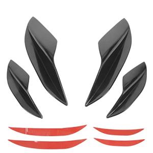 Qiiluラバーフィンスポイラーカナードキット、バンパーフィンカーフロントバンパーサイドスプリッターカナードリップスポイラーデフレクター(光沢のある黒｜earth-c