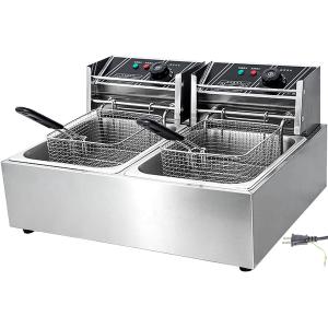 BriSunshine 電気フライヤー 業務用 二槽式 12L 大容量 卓上フライヤー