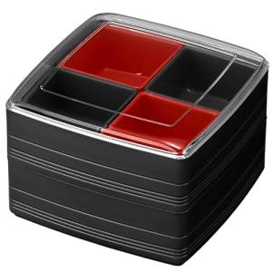 J-kitchens 重箱 3段 5.5寸 段付福徳 お重箱 黒 松笠 16.5cm x 15.2cm