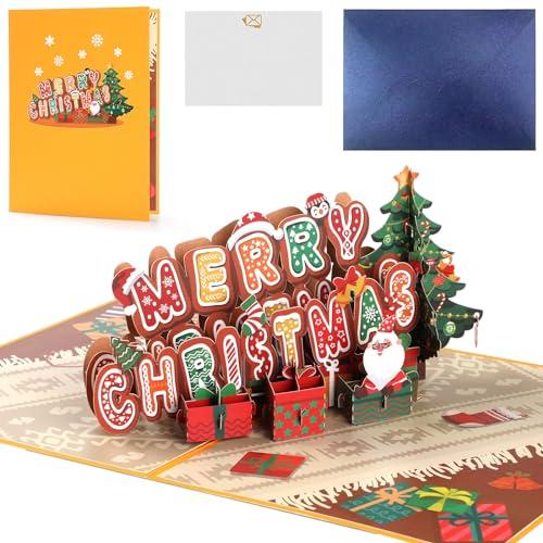 WD&amp;CD クリスマスカード 立体 3D Merry Christmas ポップアップ グリーディン...