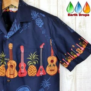 アロハシャツ ハワイ製 メンズ ネイビーブルー地...の商品画像