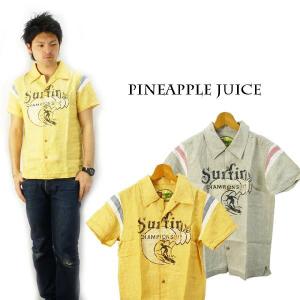 Pineapple Juice パイナップルジュース リネンオープンシャツ CHAMPION チャンピオン Ship｜earthmarket1