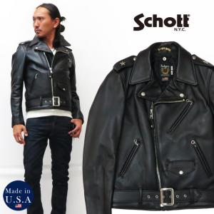 ショット Schott 613UST ONE STAR ダブルライダースレザージャケット ブラック 日本限定 タイト＆トール仕様 ワンスター｜earthmarket1