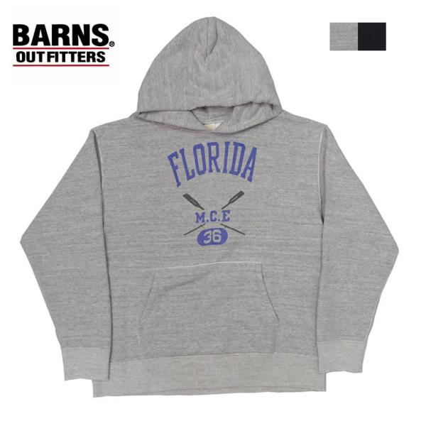 バーンズ BARNS フラットシーマー 吊り編み プルオーバー スウェット パーカー プリント FL...