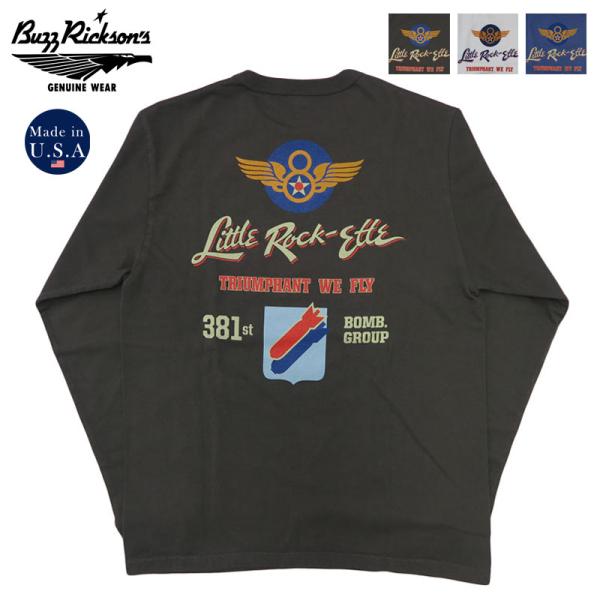 バズリクソンズ BUZZ RICKSON'S 長袖 Tシャツ プリント "381st BOMB.GR...