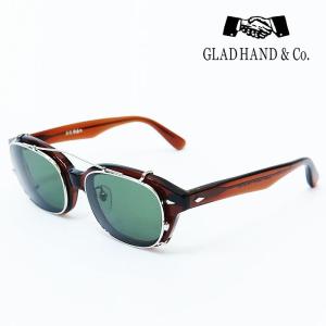 GLAD HAND 丹羽雅彦 クリップオン サングラス ブラウンフレーム×ダークグリーンレンズ セルロイド 眼鏡 J-IMMY GLASSES CLIP ON にわまさひこ 鯖江 ジミー｜earthmarket1