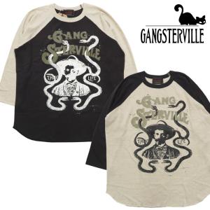 GANGSTERVILLE ギャングスタービル ヘンプ混 9分袖 ラグランスリーブ Tシャツ SNAKE OIL GLAD HAND グラッドハンド GSV-22-SS-27｜earthmarket1