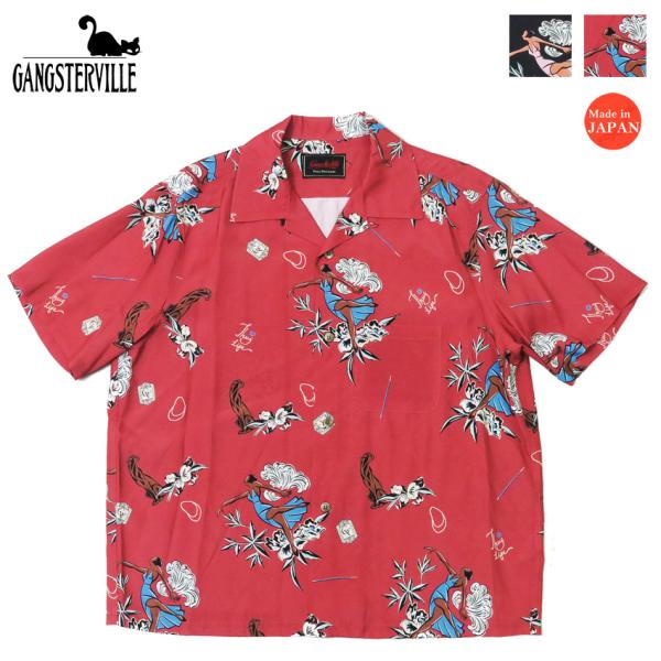 GANGSTERVILLE ギャングスタービル 半袖 レーヨン オープンカラー シャツ LADY W...