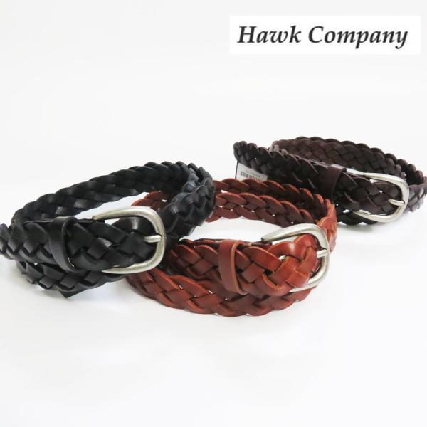 ホークカンパニー HAWK COMPANY メッシュ編み レザー ベルト 牛革 メンズ レディース ...