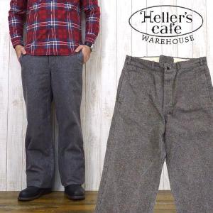 HELLER`S CAFE ヘラーズカフェ ウェアハウス WAREHOUSE コットン プリント トラウザーズ パンツ ヘリンボーン O W HC-139 hc-139｜earthmarket1