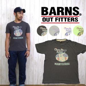 バーンズ BARNS Tシャツ リサイクル 天竺 プリント MIAMI FLORIDA｜earthmarket1