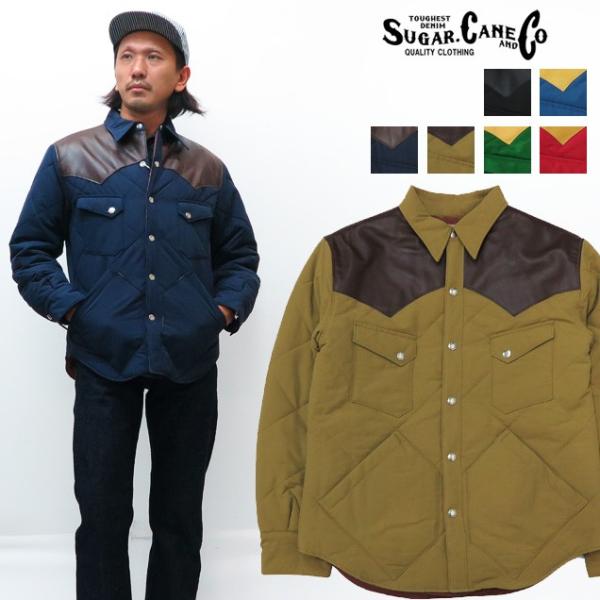 SUGAR CANE シュガーケーン レザーヨーク ウエスタン 中綿 シャツジャケット N/C ロク...