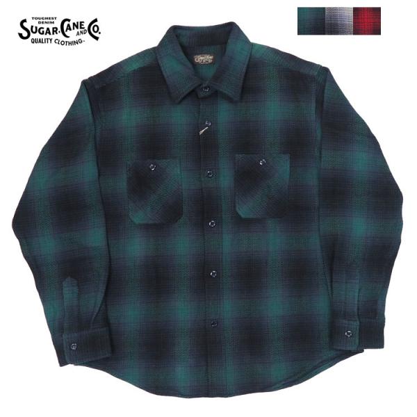 シュガーケーン SUGARCANE 長袖 チェック ワークシャツ OMBRE PLAID HEAVY...