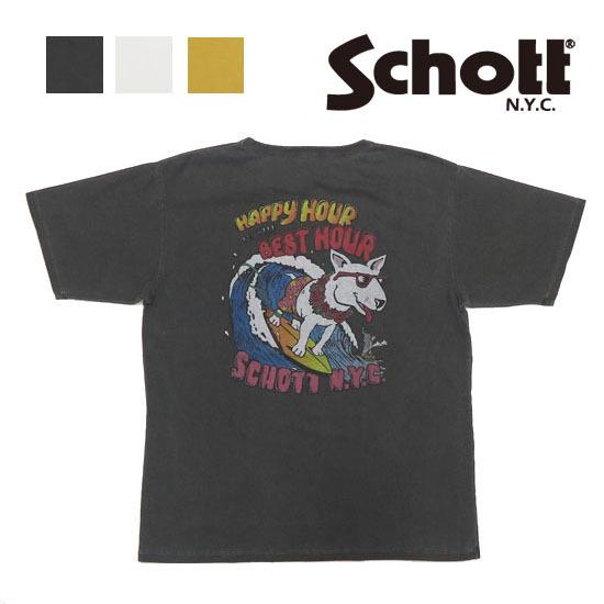 ショット プリント 半袖 Tシャツ SURFER DOG SCH3123126 Schott