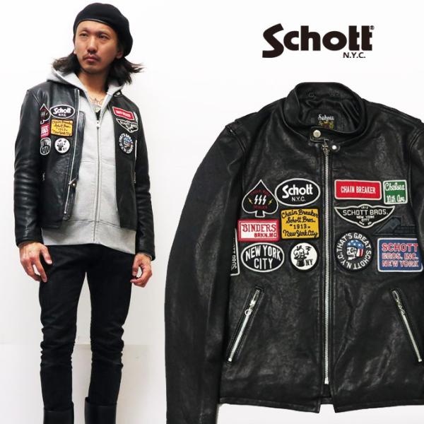 ショット Schott ラムレザー ジャケット カフェレーサー ワッペン 羊革 ライダース 3191...