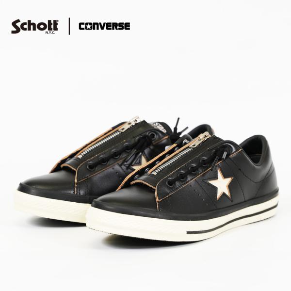 ショット Schott  / コンバース CONVERSE 茶芯レザー スニーカー ONE STAR...