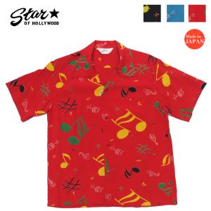 レーヨンオープンシャツ「ROCKIN' NOTES」 スターオブハリウッド