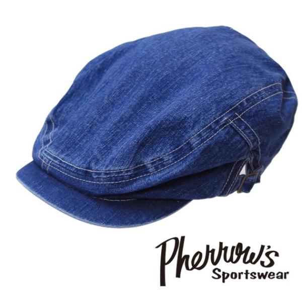 フェローズ Pherrow's ハンチングキャップ デニム ハードウォッシュ 日本製 shc1