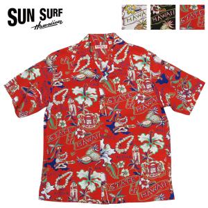 サンサーフ SUN SURF 半袖 レーヨン ハワイアンシャツ 「STATE OF HAWAII」 HAWAIIAN TOGS アロハシャツ SS38792｜earthmarket1