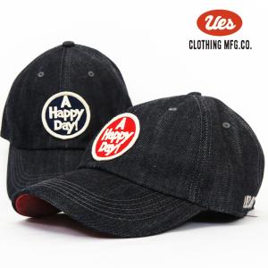 UES ウエス ワッペン デニム キャップ 「A HAPPY DAY!」 帽子 UES-82DC 【2024年春夏新作】｜earthmarket1