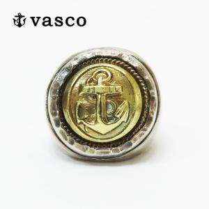 バスコ VASCO シルバー925×ブラス アンカー カレッジ リング 指輪 ANCHOR COLLAGE NAVAL RING 銀 真鍮 錨 ヴァスコ VS-670AB｜earthmarket1