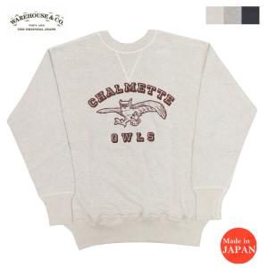 ウェアハウス WAREHOUSE 長袖 クルーネック プリント スウェット 4本針 CHALMETT...