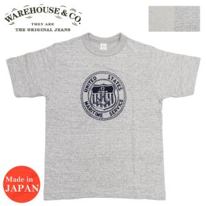 ウェアハウス WAREHOUSE プリント 半袖 Tシャツ U.S.MARITIME SERVICE シャドーボーダー ローゲージ編み WH4601【2024年春夏新作】｜earthmarket1