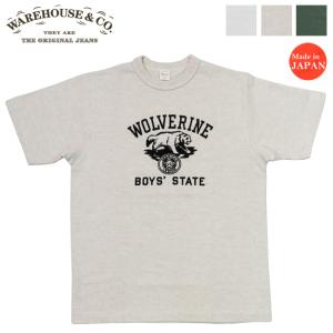 ウェアハウス WAREHOUSE Lot 4601 フロッキープリント 半袖 Tシャツ WOLVERINE シャドーボーダー ローゲージ編み｜earthmarket1