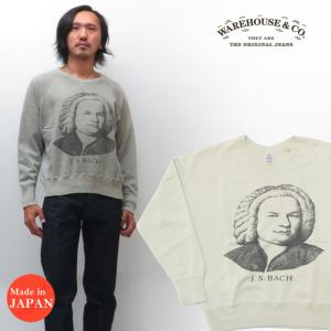 ウェアハウス WAREHOUSE クルーネック スウェット 461 FADED J.S.BACH ユーズドウォッシュ 2ND-HAND セカンドハンド セコハン バッハ｜earthmarket1