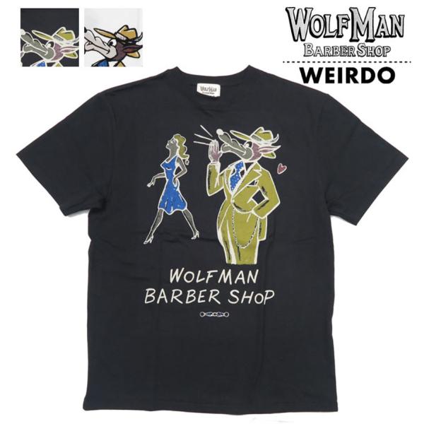 WOLFMAN×WEIRDO ウルフマン ウィアード 半袖 ヴィンテージ フロッキープリント Tシャ...