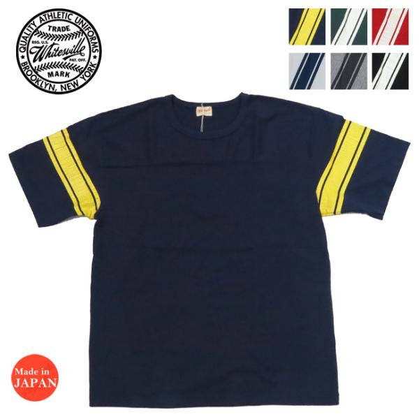 WHITES VILLE ホワイツビル ヘビー天竺 5分袖 フットボール Tシャツ ひび割れプリント...