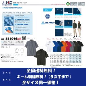 AITOZ アイトス 送料無料 ネーム無料 刺繍無料 全サイズ同一価格 半袖ボタンダウンポロシャツ 男女兼用 気化冷感 接触冷感 AZ-1046｜アースターユニホームYahoo!店