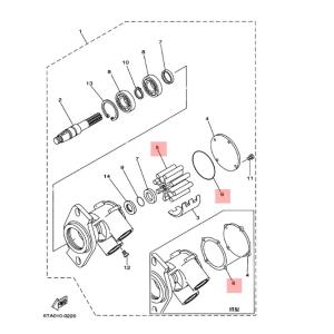 P　ヤマハ マリンディーゼルマリンエンジン(ＳＸ370・420)用 インペラ Oリング 6ta-51...