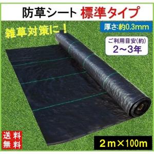 防草シート 黒 2m×100m 1巻 厚さ0.3mm 農用シート 草よけシート
