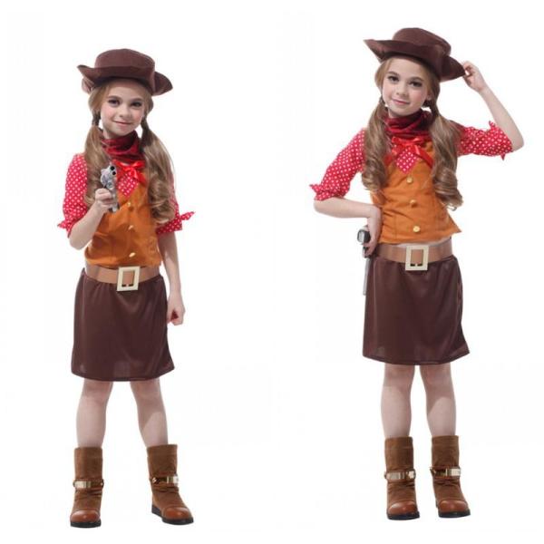 帽子付き Cowboy カウボーイ ハロウィン コスチューム 子供 衣装 キッズ コスプレ ウエスタ...