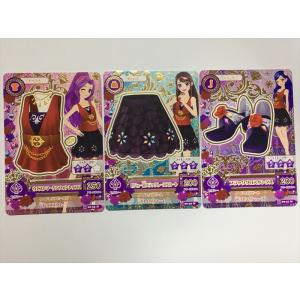 b291【アイカツ カード】 ウエストマークシフォントップス ビジュー付ブラックレーススカート サンダル 3枚