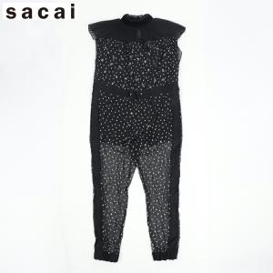 サカイ sacai ボトムス オールインワン 20 05062 001 レディース ブラック コンンビネゾン ドット 水玉 ウエストゴム 新品｜eastend