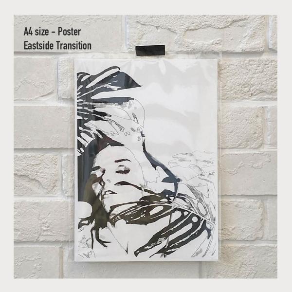 ポスター A4 「Lady in Monstera」 モノクロ インテリアポスター おしゃれ