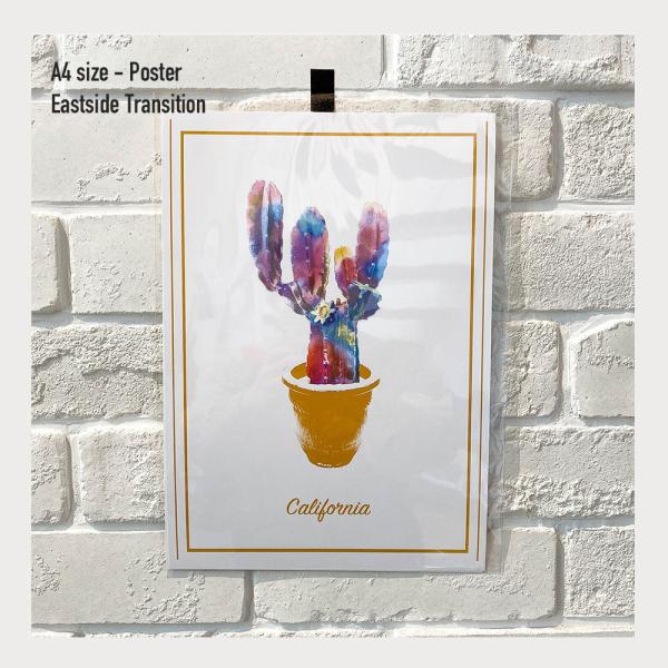 インテリアポスター A4「"Cactus in California" カリフォルニア サボテン」ポ...