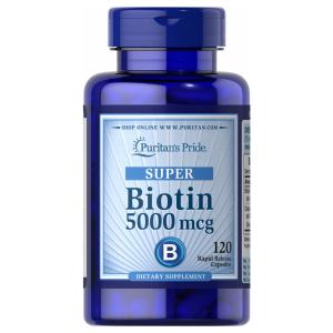 スーパービオチン（ビタミンH） 5000mcg 120粒入り　PURITAN'S