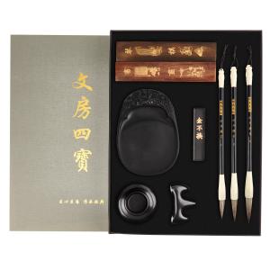書道 習字セット 大人 羊毛筆 硯 墨 文鎮2本 筆置き 水差し 収納