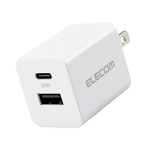 エレコム 充電器 2ポート Type-C(USB-C) + USB-A USB PD対応 20W 折りたたみ式プラグ 小型 【iPhone 14｜easy-life-shop-2nd