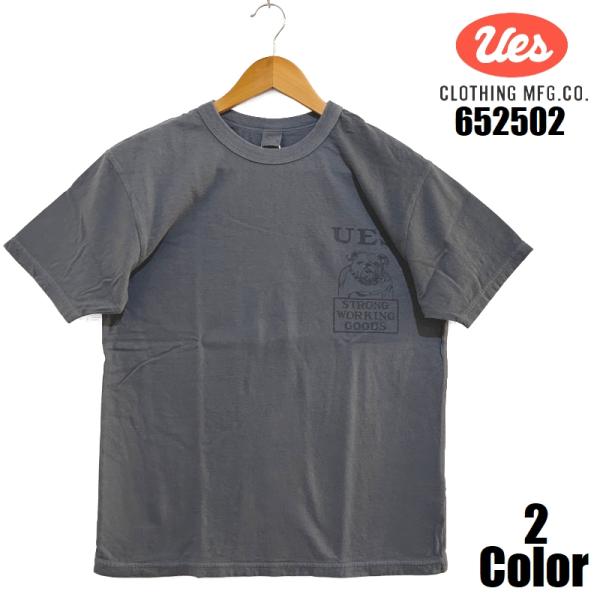 ウエス 'BULLDOG'プリントＴシャツ UES EASY NAVY 652502 半袖 国産 日...