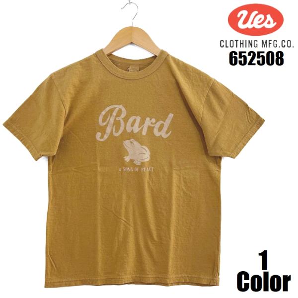 ウエス 'Bard'プリントＴシャツ UES EASY NAVY 652508 半袖 国産 日本製 ...