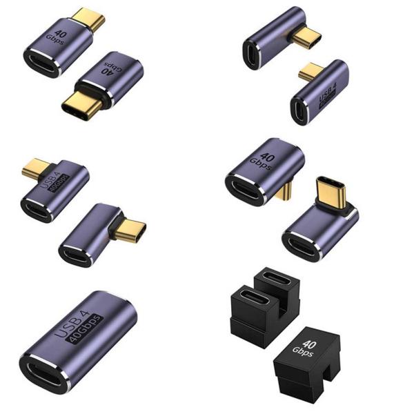 USB 4.0 Type C 変換アダプタ1個 タイプC 延長アダプタストレート Ｌ字 U型 USB...