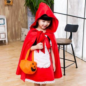 コスチューム キッズ 女の子 ハロウィン コスプレ 衣装 赤ずきん セットアップ 子供服 ワンピース 仮装 子ども ジュニア ベビー マント付き 童話 文化祭 学園祭｜easylife3