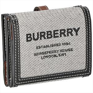 BURBERRY ブラック グレー ホースフェリー キャンバス 三つ折り財布 BURBERRY（バーバリー） 二つ折り財布 8039546 レディース ホース