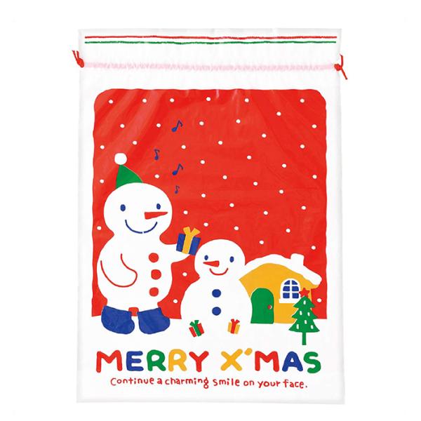 クリスマス・セルフラッピング袋（紐タイプ） 雪だるま