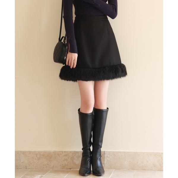 スカート レディース ボトムス ミニスカート ひざ上 ハイウエスト 脚長効果 裏地付き 美シルエット...